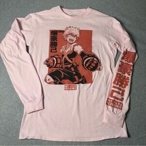 My Hero Academia Bakugo Long Sleeve Shirt Kids S/P Pink Anime Graphic‎ Tee